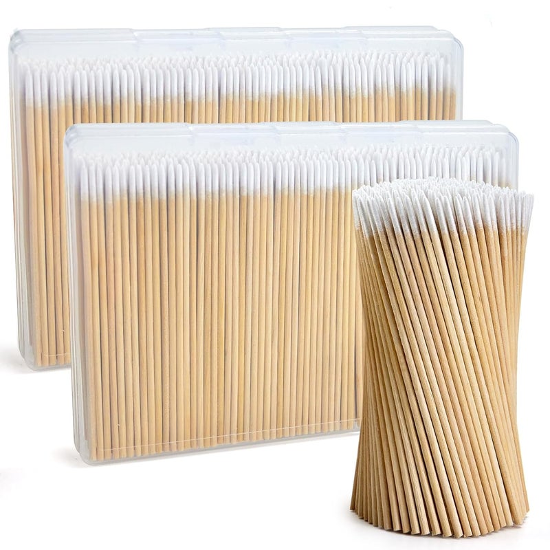 Boesma 800Pcs Pointed Cotton Swabs in Storage Box - Precision Microblading Cotton Swabs with Wooden Sticks for Makeup, Cleaning Nail Polish, Eyebrow, Tattoo Permanent Supplies, Craft - Image 1